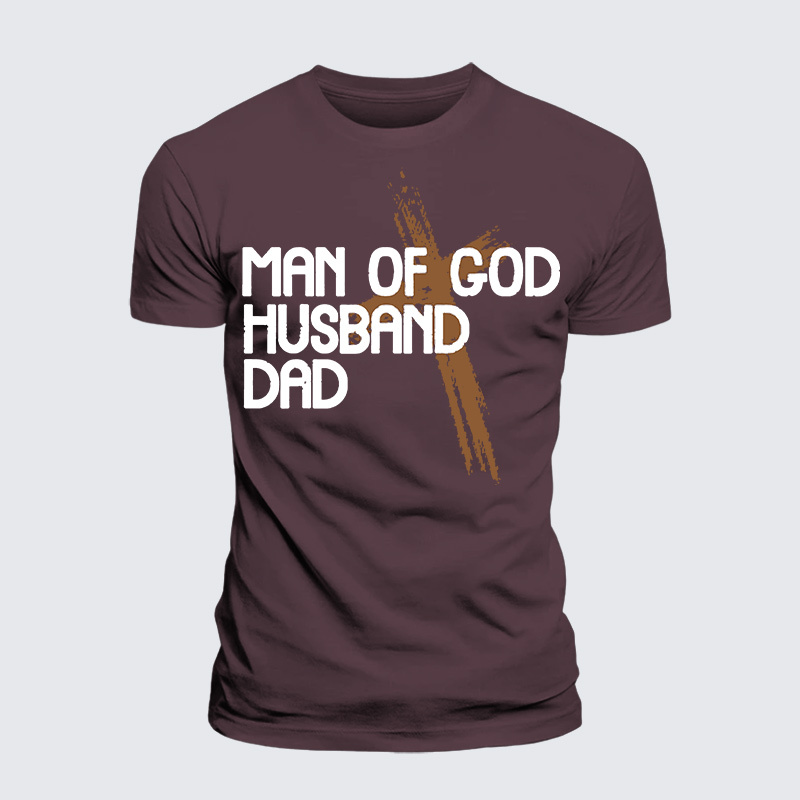 Man Of God Husband Dad Jesus God Christian Premium Mercerized Cotton Tee