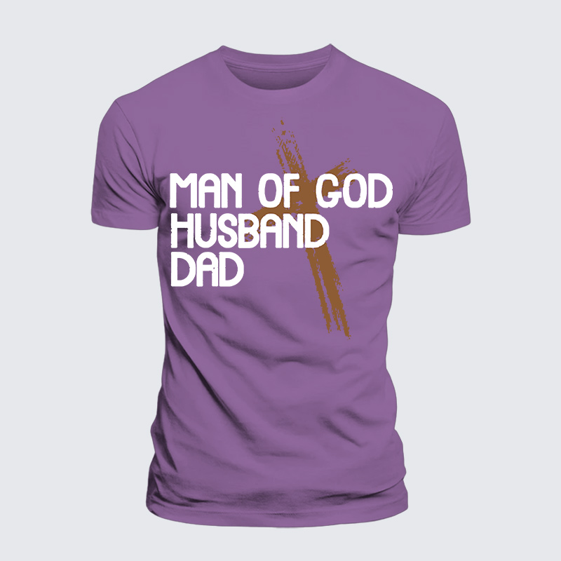 Man Of God Husband Dad Jesus God Christian Premium Mercerized Cotton Tee