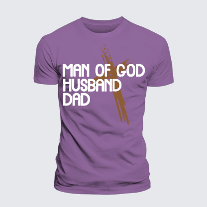 Man Of God Husband Dad Jesus God Christian Premium Mercerized Cotton Tee