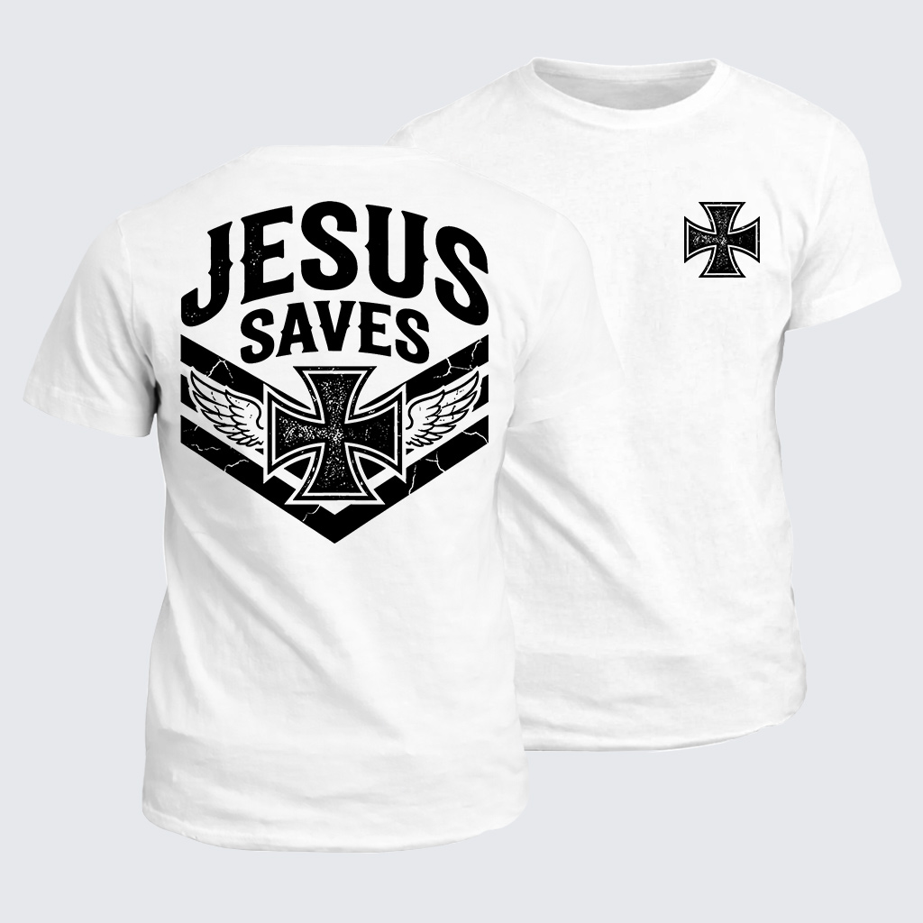 Jesus Saves Jesus God Christian Cotton T-Shirt