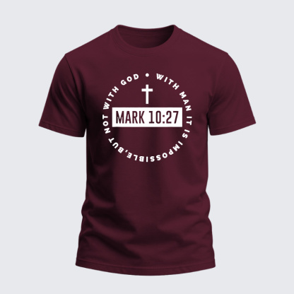 Heavyweight Cotton Tee - Funny Mark 10:27 Bible Verses