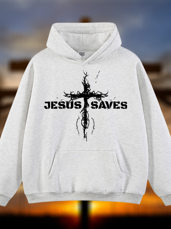 Jesus Saves Jesus God Christian Plush Fleece-Lined Hoodie