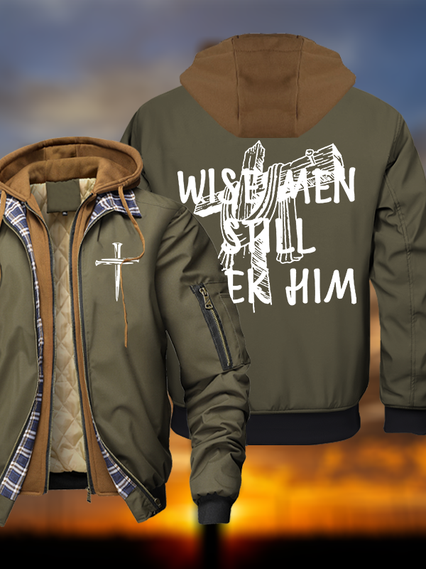 Wise Men Still Seek Him Warm Hooded Bomber Jacket