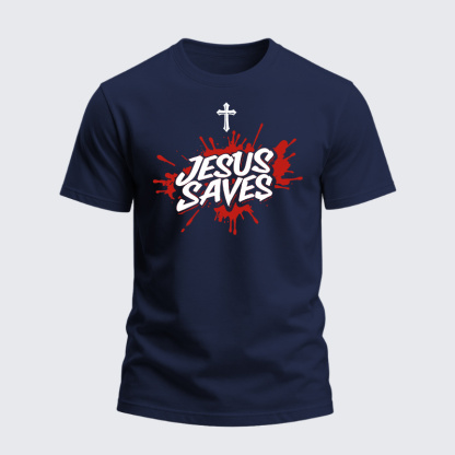 Heavyweight Cotton Tee - Jesus Saves Cross
