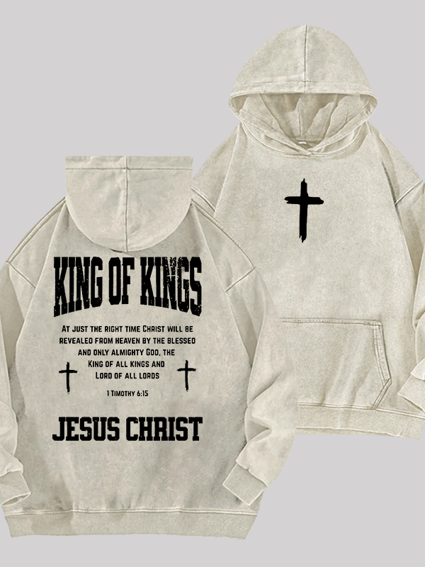 King Of Kings Jesus God Christian Washed Hoodie