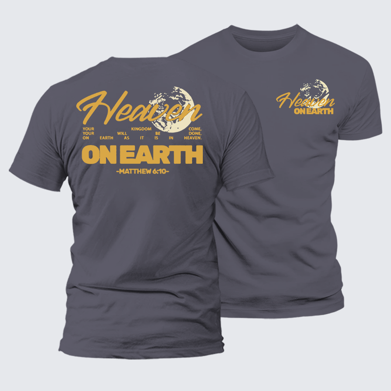 Heaven On Earth Jesus God Christian Premium Mercerized Cotton Tee