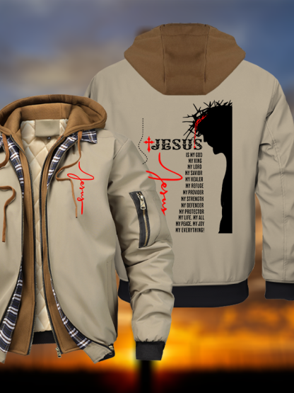 Jesus Crown Of Thorns Warm Hooded Bomber Jacket