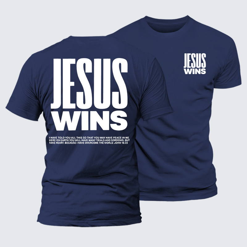 Jesus Wins Jesus God Christian Premium Mercerized Cotton Tee