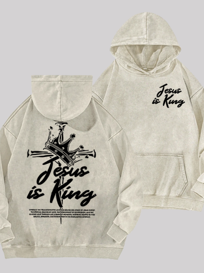 Jesus Is King Jesus God Christian Washed Hoodie