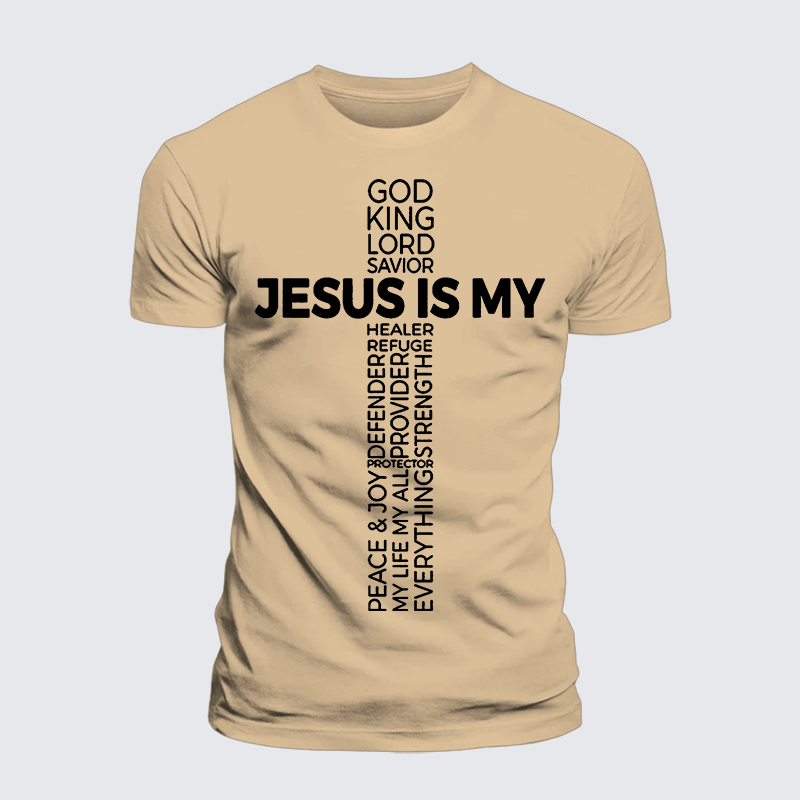 Jesus Is My God King Lord And Savior Jesus God Christian Premium Mercerized Cotton Tee