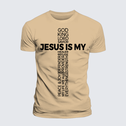 Jesus Is My God King Lord And Savior Jesus God Christian Premium Mercerized Cotton Tee