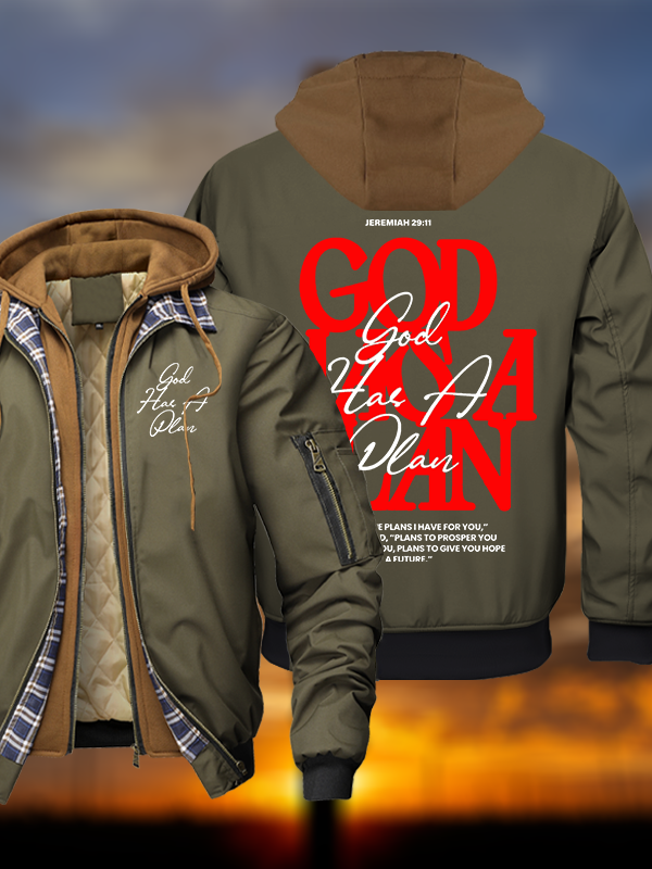 God Has A Plan Warm Hooded Bomber Jacket