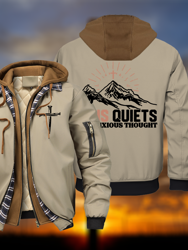 Jesus Quiets Every Anxious Thought Warm Hooded Bomber Jacket