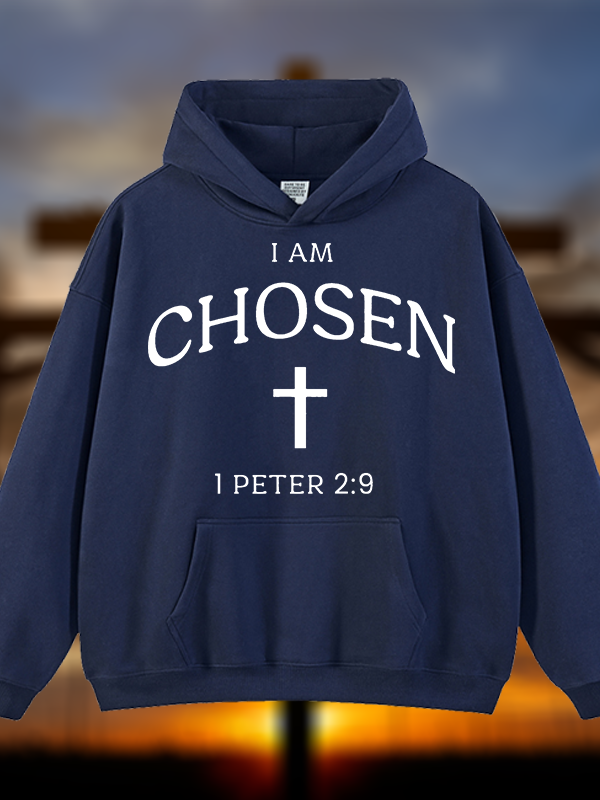 I Am Chosen Jesus God Christian Plush Fleece-Lined Hoodie