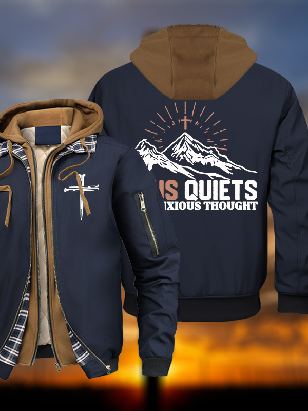 Jesus Quiets Every Anxious Thought Warm Hooded Bomber Jacket