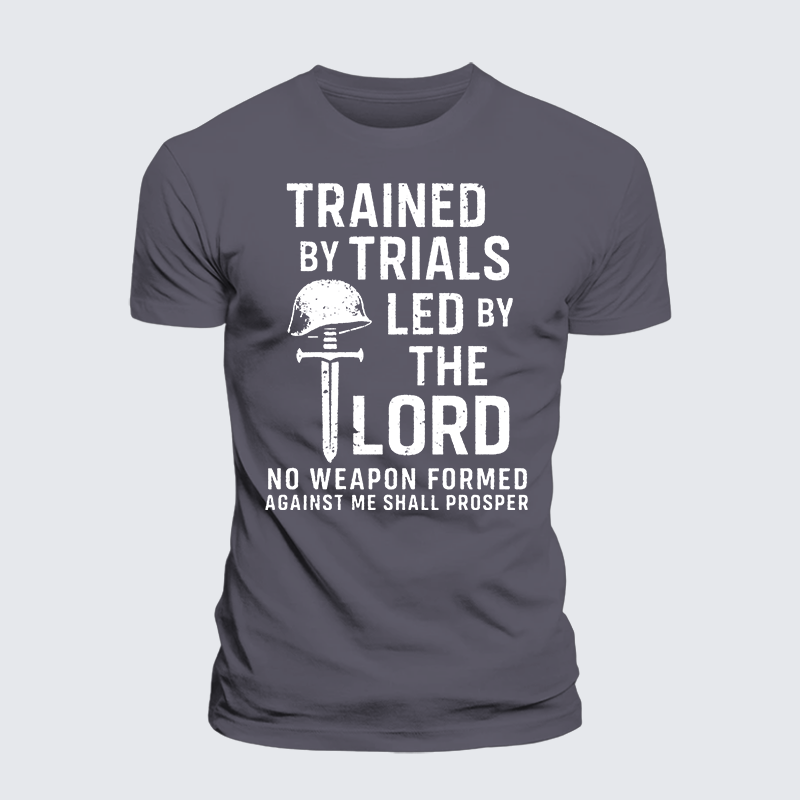 Trained By Trials Led By The Lord Jesus God Christian Premium Mercerized Cotton Tee