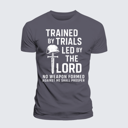Trained By Trials Led By The Lord Jesus God Christian Premium Mercerized Cotton Tee