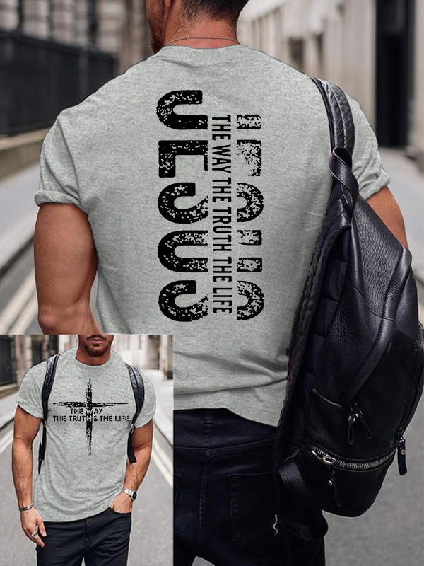 Faith Cross The Way The Truth The Life Jesus God Christian Cotton T-Shirt