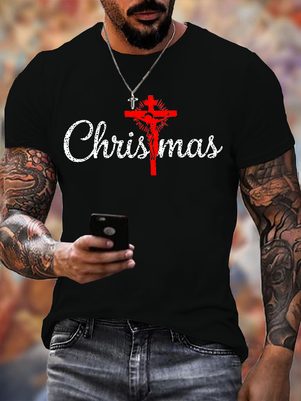 Man Of God Husband Dad Jesus God Christian Cotton T-Shirt