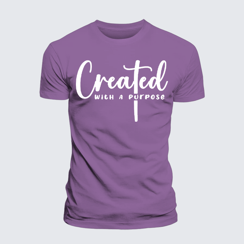 Created with A Purpose Jesus God Christian Premium Mercerized Cotton Tee