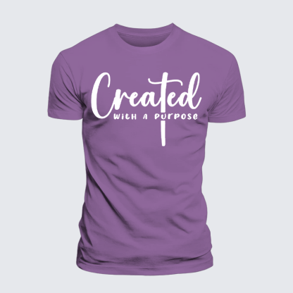 Created with A Purpose Jesus God Christian Premium Mercerized Cotton Tee