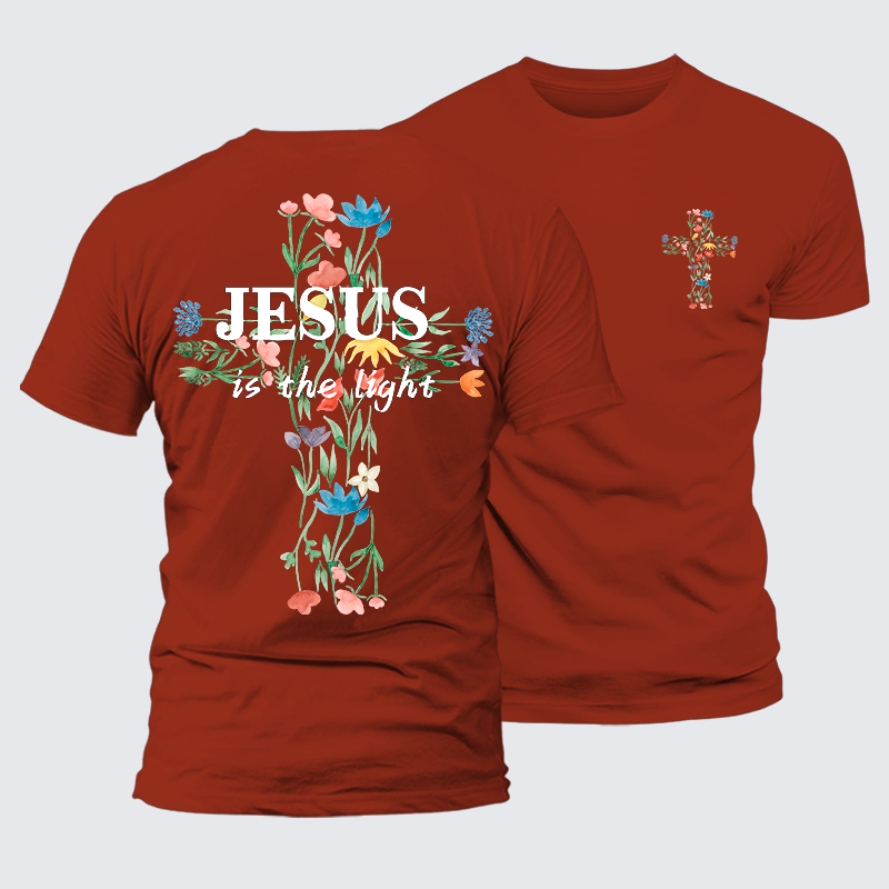 Jesus Is The Light Faith In Bloom Jesus God Christian Premium Mercerized Cotton Tee