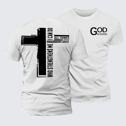 God Is Good Philippians 4:13 Jesus God Christian Premium Mercerized Cotton Tee