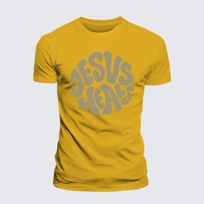 Jesus Heals Jesus God Christian Premium Mercerized Cotton Tee