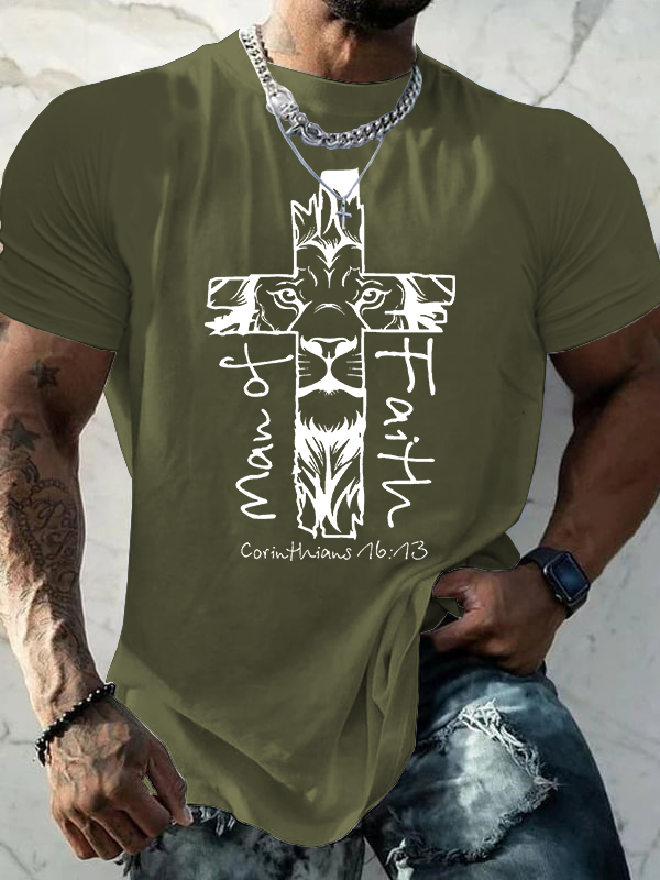 Man Of Faith Jesus God Christian Cotton T-Shirt