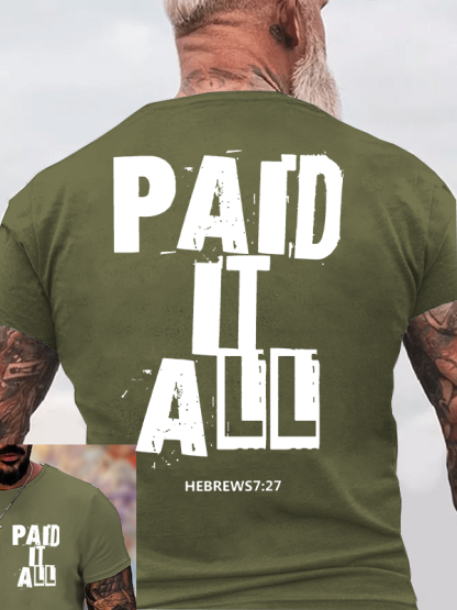Paid It All Jesus God Christian Cotton T-Shirt