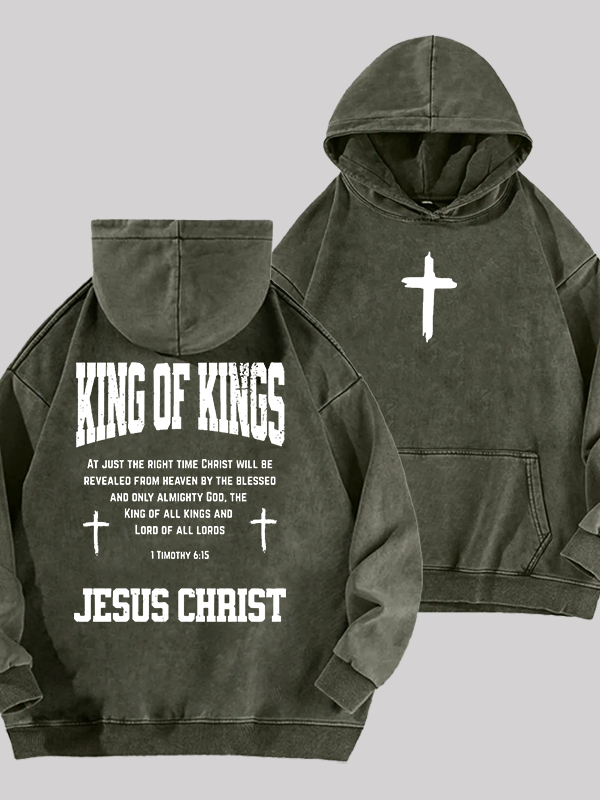 King Of Kings Jesus God Christian Washed Hoodie