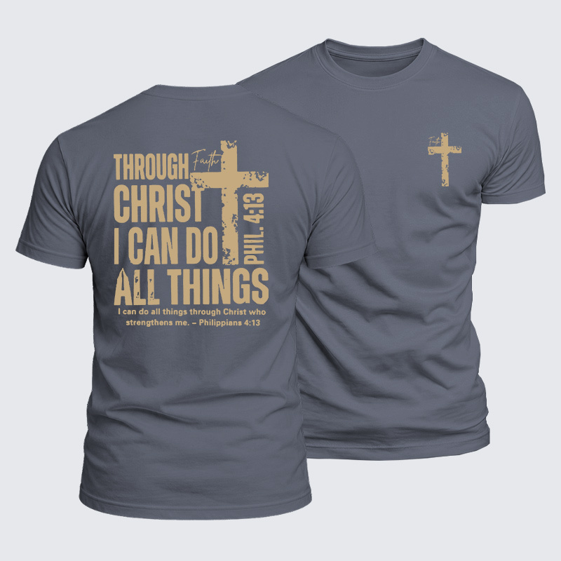 Through Christ I Can Do All Things Jesus God Christian  – Luxe Mercerized Interlock Cotton Tee