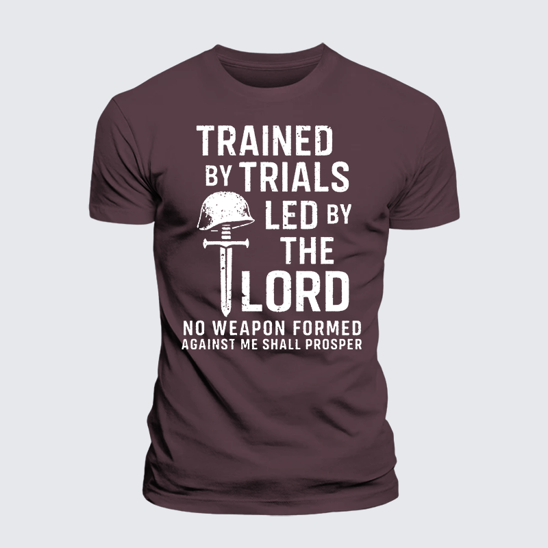 Trained By Trials Led By The Lord Jesus God Christian Premium Mercerized Cotton Tee
