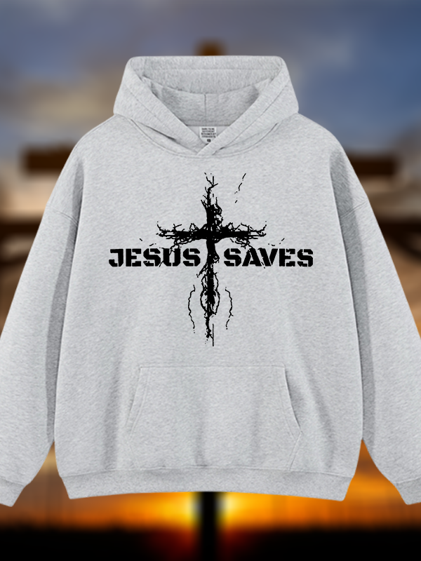 Jesus Saves Jesus God Christian Plush Fleece-Lined Hoodie