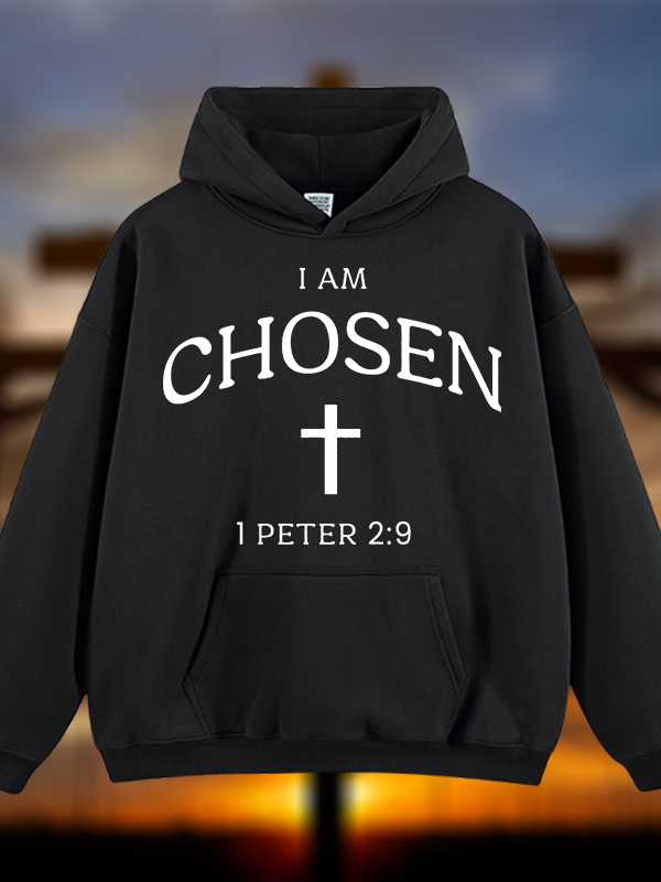 I Am Chosen Jesus God Christian Plush Fleece-Lined Hoodie