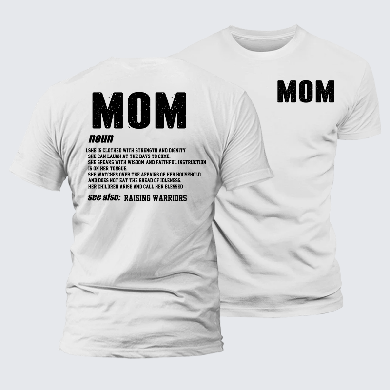 Mom Raising Warriors Jesus God Christian Premium Mercerized Cotton Tee