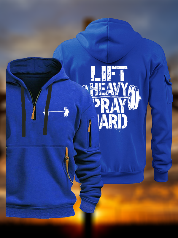 Lift Heavy Pray Hard Jesus God Christian Zipper Hoodies