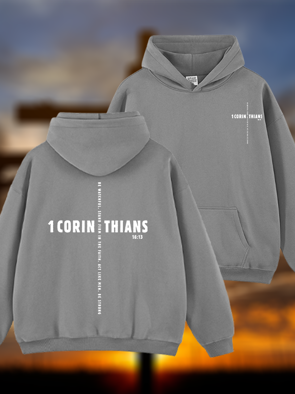 1 Corinthians 16:13 Jesus God Christian Plush Fleece-Lined Hoodie