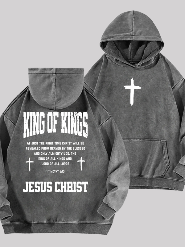 King Of Kings Jesus God Christian Washed Hoodie