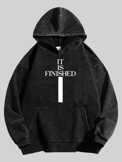 It Is Finished Jesus God Christian Washed Hoodie