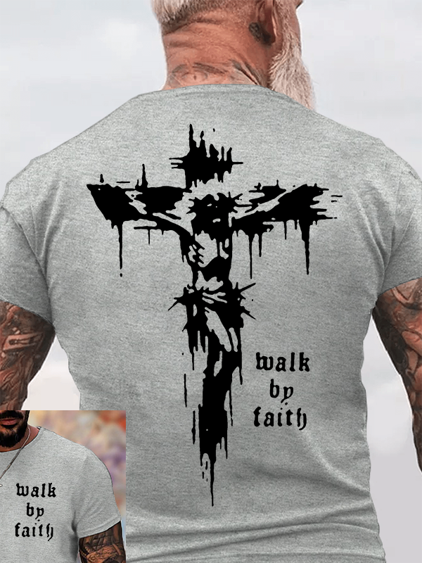 Walk By Faith Jesus God Christian Cotton T-Shirt