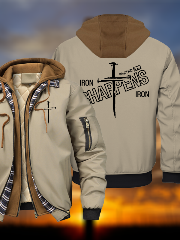 Iron Sharpens Warm Hooded Bomber Jacket