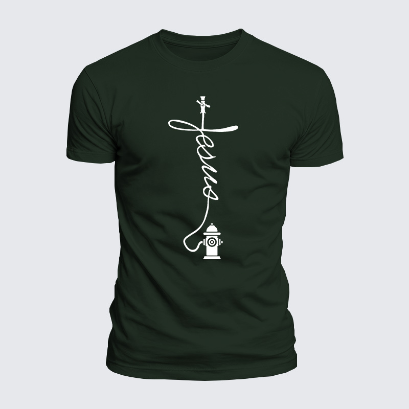 Firefighter Jesus God Christian  – Luxe Mercerized Interlock Cotton Tee