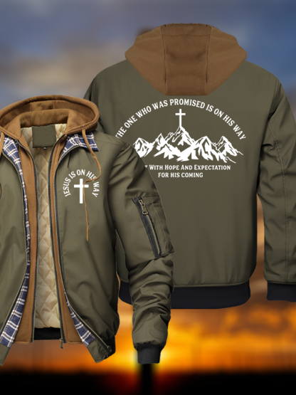 Jesus Is On His Way Warm Hooded Bomber Jacket