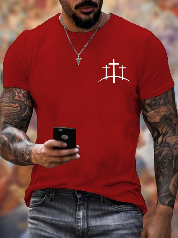 Men's Cross Printed Casual T-Shirt