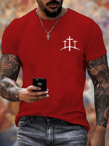 Men's Cross Printed Casual T-Shirt