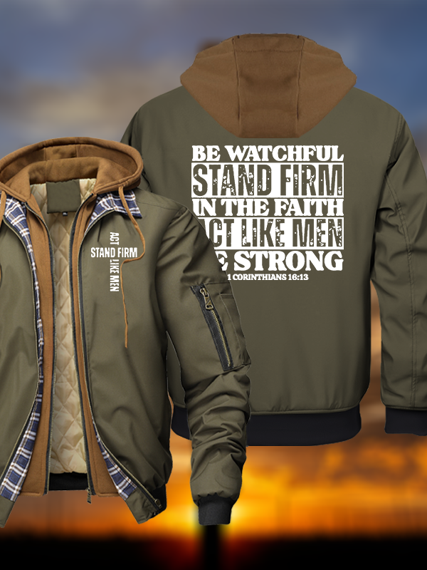 Stand Firm Warm Hooded Bomber Jacket