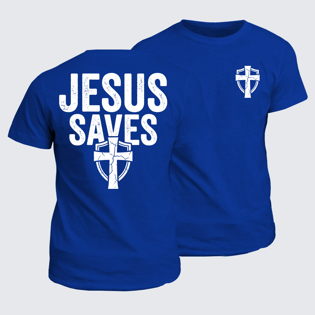 Jesus Saves Jesus God Christian Cotton T-Shirt