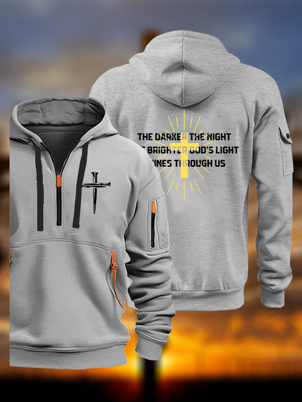 The Darker The Night The Brighter God's Light Shines Through Us Jesus God Christian Zipper Hoodies