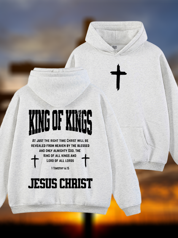 King Of Kings Jesus God Christian Plush Fleece-Lined Hoodie